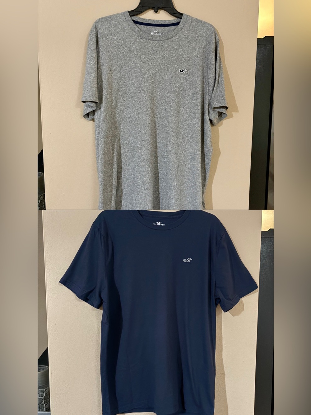 HOLLISTER Men's 2 Pack Crew Neck Graphic T-Shirts Logo Large L